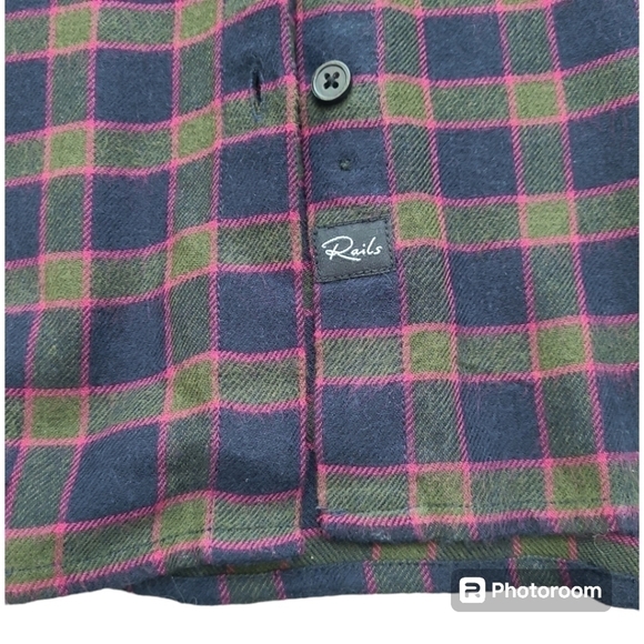 Rails Andie Plaid Button Down Shirt Size Extra Small in Navy Olive Fus… - Picture 11 of 16